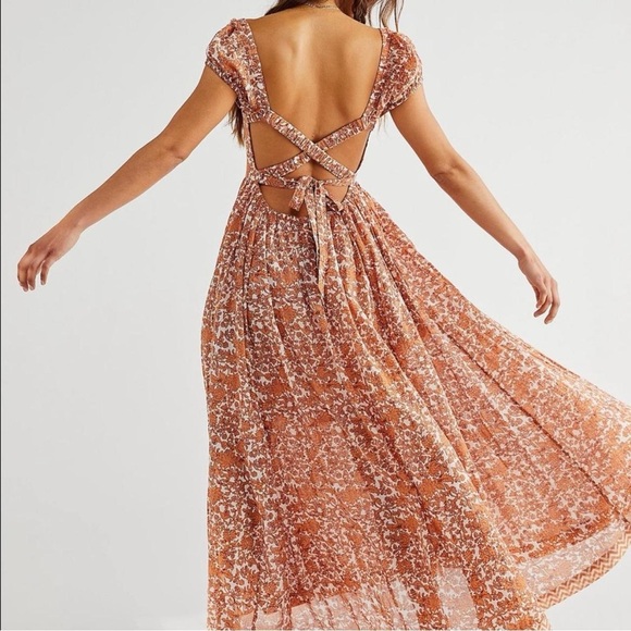 Free People Dresses & Skirts - Free People Rust and Cream Floral Maxi Dress